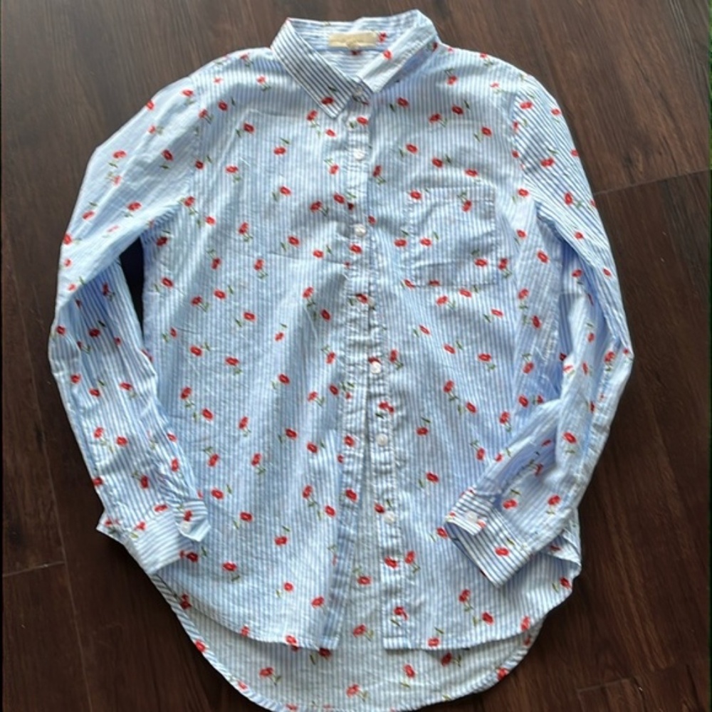 Love notes button down cherry shirt S